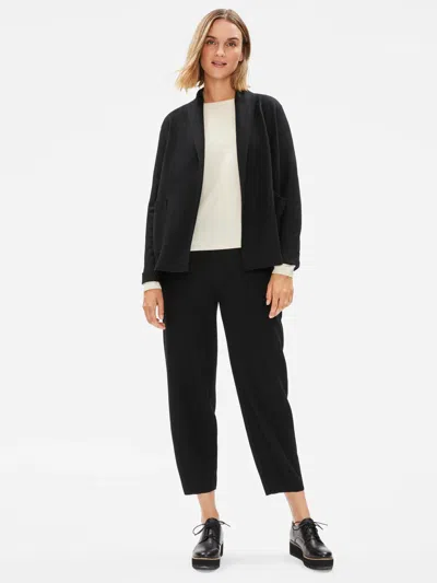 Eileen Fisher Boiled Wool Jersey Shawl Collar Jacket In Black