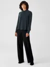 Eileen Fisher Boiled Wool Jersey Straight Pant In Black