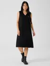 Eileen Fisher Boiled Wool Jersey V-neck Dress In Black