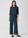 Eileen Fisher Washable Flex Ponte Wide-leg Pant In Blue