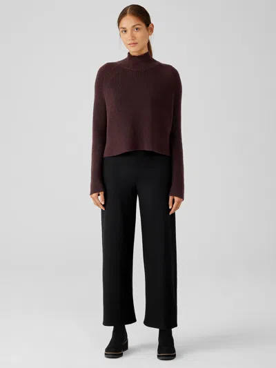 Eileen Fisher Boiled Wool Jersey Wide-leg Pant In Brown