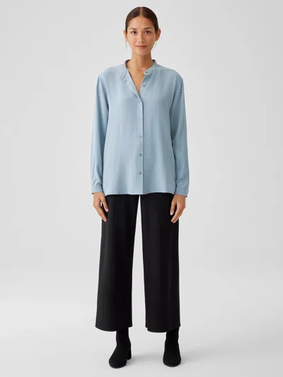 Eileen Fisher Boiled Wool Jersey Wide-leg Pant In Blue