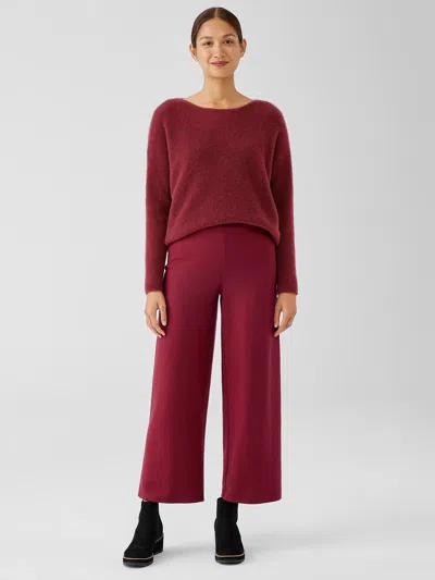 Eileen Fisher Boiled Wool Jersey Wide-leg Pant In Burgundy