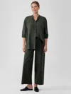 Eileen Fisher Boiled Wool Jersey Wide-leg Pant In Green
