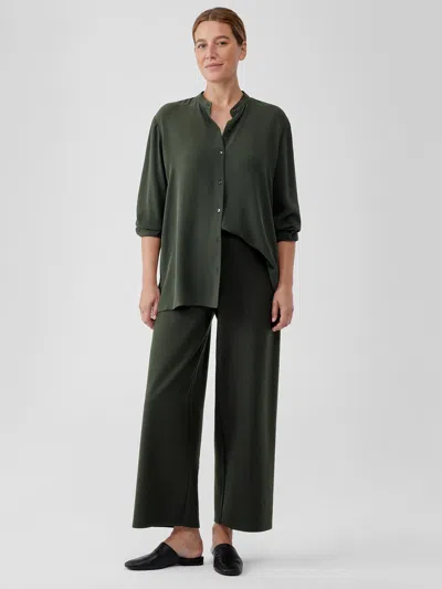 Eileen Fisher Boiled Wool Jersey Wide-leg Pant In Green