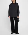 Eileen Fisher Longline Wool Motorcycle Jacket In Charcoal