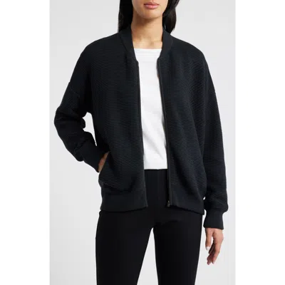 Eileen Fisher Bomber Cardigan In Black