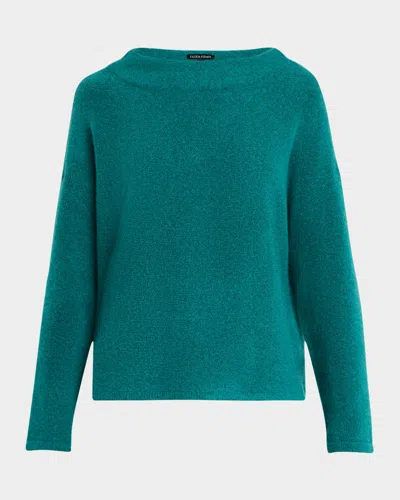 Eileen Fisher Boucle Bliss Cashmere-silk Sweater In Evergreen