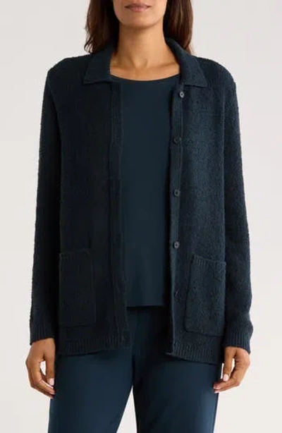 Eileen Fisher Bouclé Cardigan In Blue