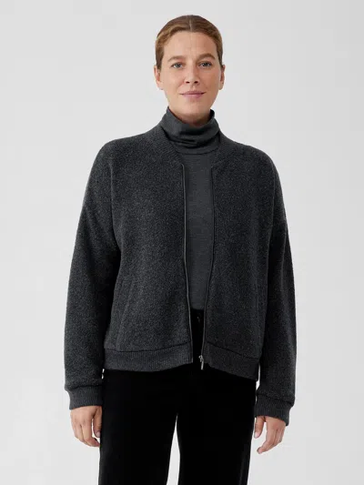 Eileen Fisher Boucle Wool Knit Flight Jacket In Gray
