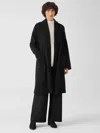Eileen Fisher Boucle Wool Knit Long Coat In Black