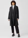 Eileen Fisher Boucle Wool Knit Long Coat In Black