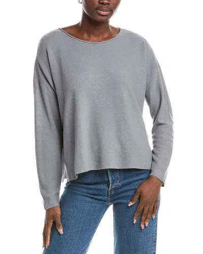 Eileen Fisher Box Linen-blend Top In Gray