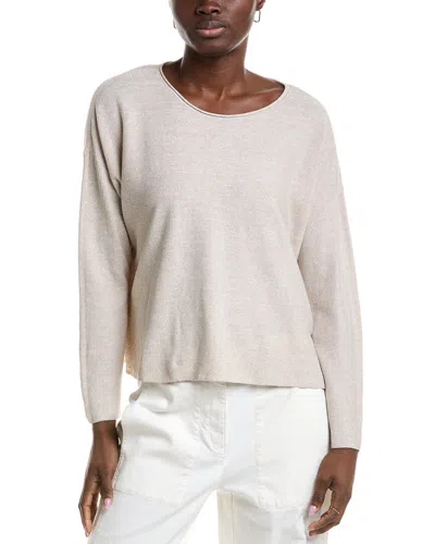 Eileen Fisher Box Linen-blend Top In White