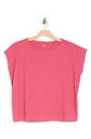Eileen Fisher Boxy Boat Neck Cotton Top In Geranium