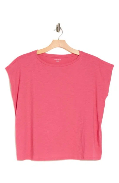 Eileen Fisher Boxy Boat Neck Cotton Top In Geranium