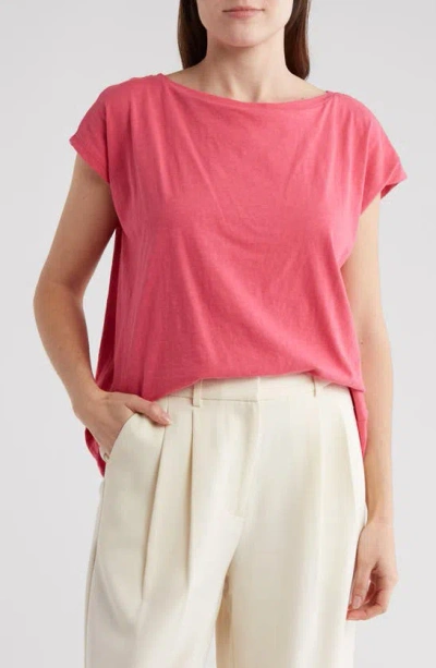 Eileen Fisher Boxy Cotton Top In Geranium