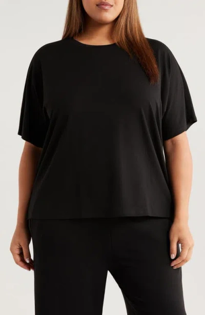 Eileen Fisher Boxy Crewneck T-shirt In Black