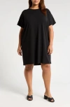 Eileen Fisher Boxy Crewneck T-shirt Dress In Black