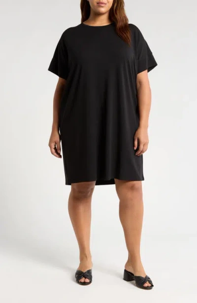 Eileen Fisher Boxy Crewneck T-shirt Dress In Black
