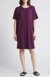Eileen Fisher Boxy Crewneck T-shirt Dress In Blackberry