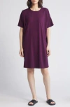 Eileen Fisher Boxy Crewneck T-shirt Dress In Blackberry