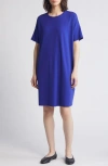 Eileen Fisher Boxy Crewneck T-shirt Dress In Blue Violet