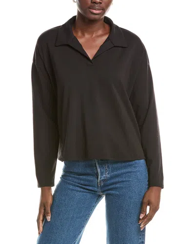 Eileen Fisher Boxy Henley Top In Black