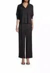 Eileen Fisher Boxy Henley Top In Black In Black