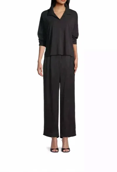 Eileen Fisher Boxy Henley Top In Black