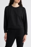 Eileen Fisher Crewneck Lightweight Ponte Sweatshirt In Black