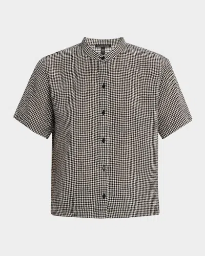 Eileen Fisher Boxy Lightweight Check Organic Linen Shirt