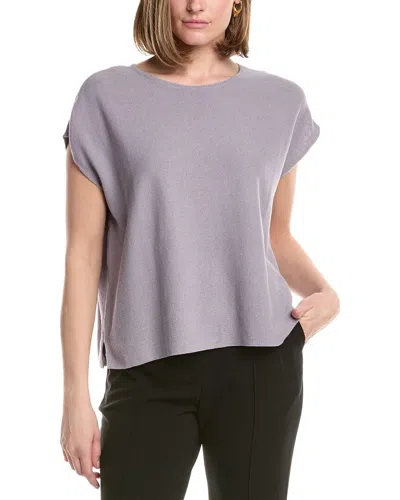 Eileen Fisher Boxy Linen-blend Sweater In Purple