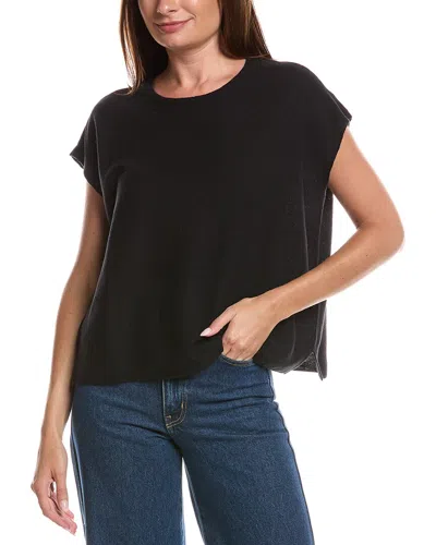Eileen Fisher Boxy Linen-blend Sweater In Black-black