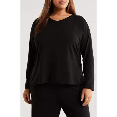 Eileen Fisher Boxy Long Sleeve V-neck Top