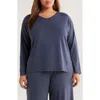 Eileen Fisher Boxy Long Sleeve V-neck Top In Blue