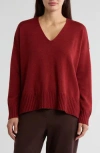 Eileen Fisher V Neck Sweater In Red Cedar