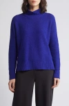 Eileen Fisher Boxy Mock Neck Organic Cotton Sweater In Blue Violet