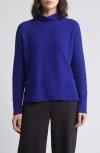 Eileen Fisher Boxy Mock Neck Organic Cotton Sweater In Blue Violet