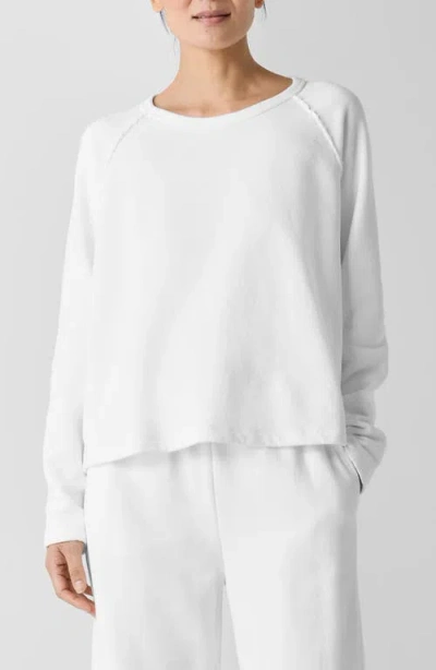 Eileen Fisher Boxy Organic Cotton Knit Top In White