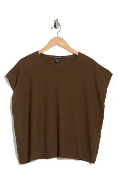 Eileen Fisher Boxy Organic Linen & Cotton Sweater In Brown