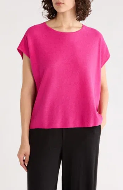 Eileen Fisher Boxy Organic Linen & Cotton Sweater In Pink