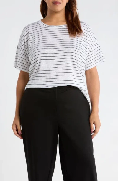 Eileen Fisher Boxy Organic Linen Slub T-shirt In White