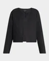 Eileen Fisher Boxy Quilted Silk Jacket In Black