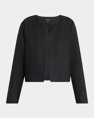 Eileen Fisher Boxy Quilted Silk Jacket In Black