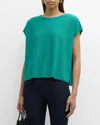 Eileen Fisher Boxy Short-sleeve Crewneck Top In Seastar