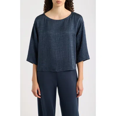 Eileen Fisher Boxy Silk Top In Maritime