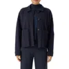 Eileen Fisher Boxy Spread Collar Boiled Wool Jacket In Blue