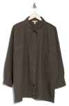 Eileen Fisher Boxy Stretch Organic Cotton & Hemp Shirt Jacket
