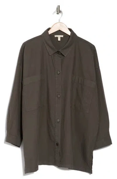 Eileen Fisher Boxy Stretch Organic Cotton & Hemp Shirt Jacket